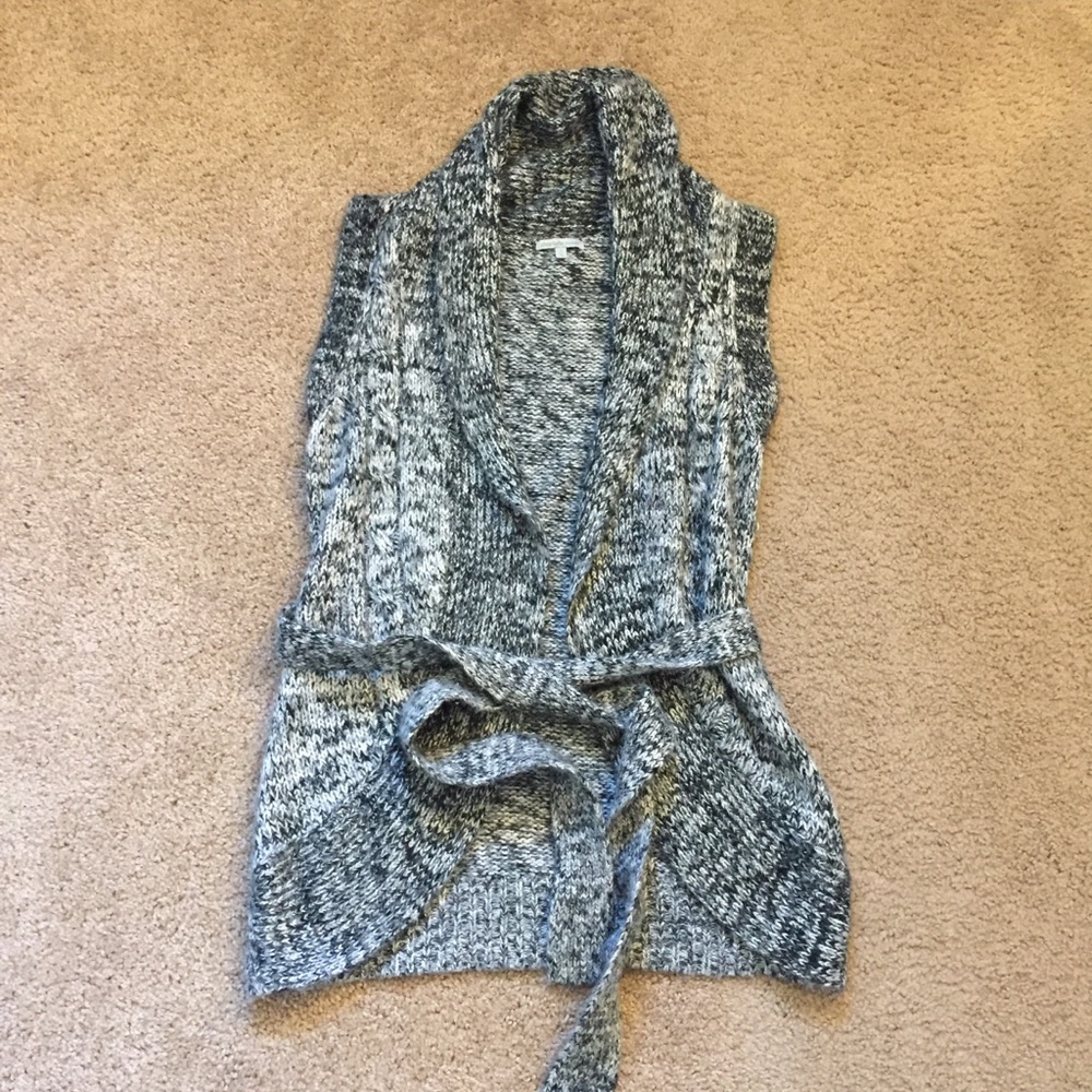 Shawl knit cardigan vest